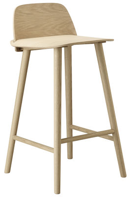 Mobilier - Tabourets de bar - Chaise de bar Nerd / H 65 cm - Bois - Muuto - Chêne - Chêne massif, Contreplaqué de chêne