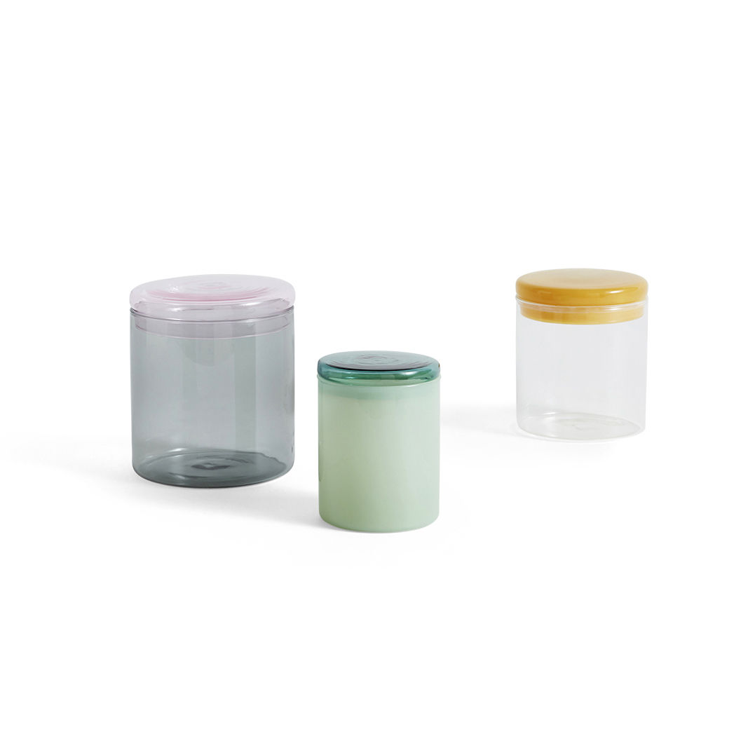 HAY Glass jar, L, grey - pink