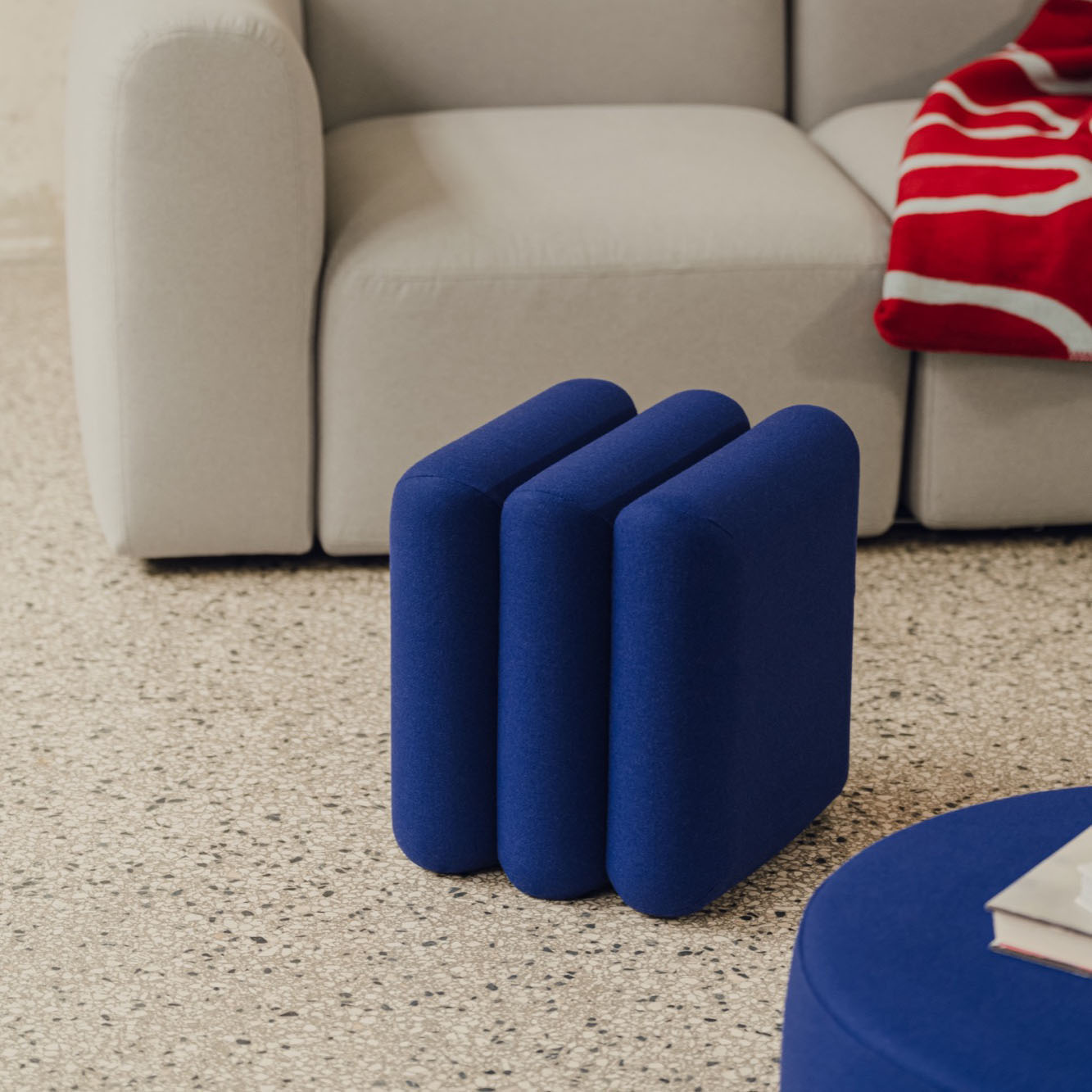 Pouf Radd tissu bleu - NOO.MA