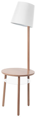 Furniture - Coffee Tables - Josette Floor lamp by Hartô - White - Cotton, Lacquered metal, Natural beechwood