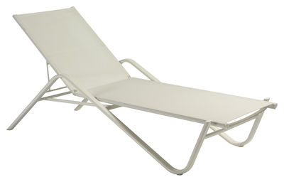 Outdoor - Sonnenliegen, Liegestühle und Hängematten - Holly Sonnenliege - Emu - Bespannung weiß / Gestell weiß - Aluminium, Leinen