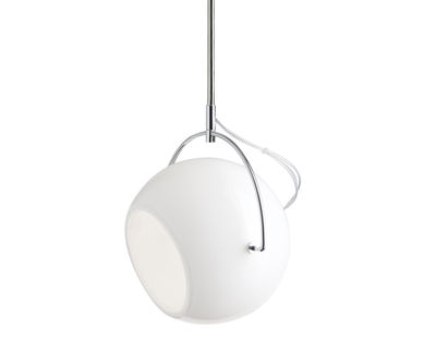 Illuminazione - Lampadari - Sospensione Beluga - Ø 14 cm di Fabbian - Bianco - Ø 14 cm - Metallo cromato, vetro soffiato