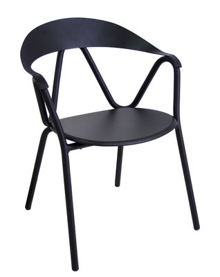 Mobilier - Chaises, fauteuils de salle à manger - Fauteuil empilable Reef / Métal - Emu - Noir - Aluminium verni