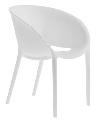 Mobilier - Chaises, fauteuils de salle à manger - Fauteuil empilable Soft Egg / Polypropylène - Driade - Blanc - Polypropylène