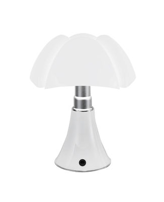 Leuchten - Tischleuchten - Minipipistrello LED Lampe ohne Kabel / H 35 cm - mit USB-Ladefunktion - Martinelli Luce - Weiß / Lampenschirm: weiß - galvanisierter Stahl, lackiertes Aluminium, Opal-Methaclyrat