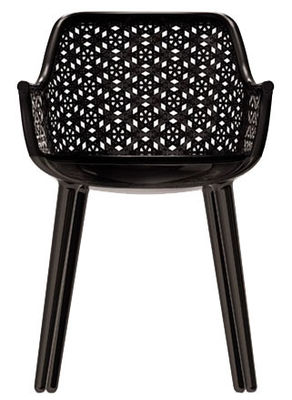 Möbel - Stühle  - Cyborg Elegant Sessel Rückenlehne Weidenrohr - Magis - Rückenlehne: Weidenrohr schwarz - Beine: schwarz glänzend - Gefärbte Korbwaren, Polykarbonat