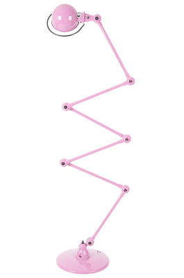 Leuchten - Stehleuchten - Loft Zigzag Stehleuchte / mit 6 Gelenkarmen - H max. 240 cm - Jieldé - Rosa, glänzend - rostfreier Stahl