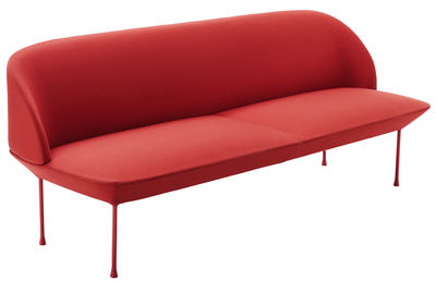 Furniture - Sofas - Oslo Straight sofa by Muuto - Red - Aluminium, Foam, Kvadrat fabric, Steel