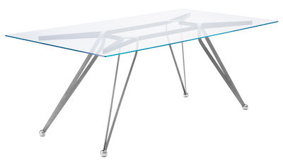 Mobilier - Tables - Table rectangulaire Anonimus / Verre - 200 x 100 cm - Zeus - Verre transparent / Piètement : noir cuivré et inox - Acier inox, Acier laqué, Aluminium, Verre