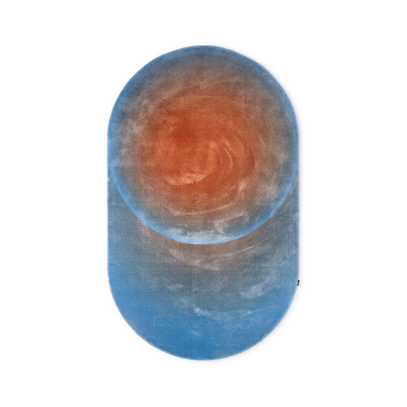 Dekoration - Teppiche - Teppich Optical textil blau orange / Oval - 300 x 180 cm - Pols Potten - Blau / Orange - Gewebe