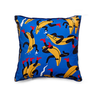 Decoration - Cushions & Poufs - Flora & Fauna - Banana Cushion - / 40 x 40 cm by Sancal - Banana Guys / Blue - Fake fur, Microfibre, Polyester