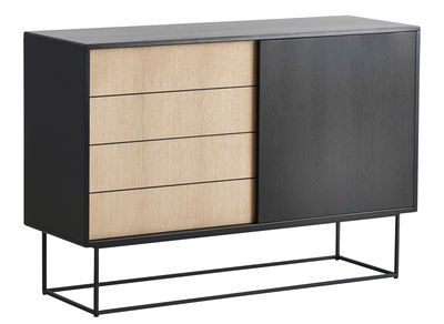 Furniture - Dressers & Storage Units - Virka High Dresser - W 120 x H 82 cm by Woud - Natural wood / Black - Metal, Oak plywood