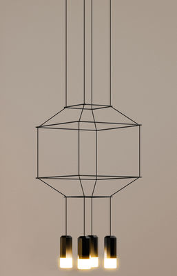Illuminazione - Lampadari - Sospensione Wireflow - / 30 x 30 x H 32,5 cm di Vibia - Nero - metallo laccato, Teflon, Tessuto, Vetro