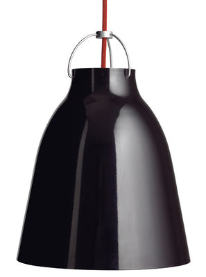 Luminaire - Suspensions - Suspension Caravaggio Small / Ø 16,5 cm - Fritz Hansen - Noir brillant / Câble rouge - Aluminium laqué