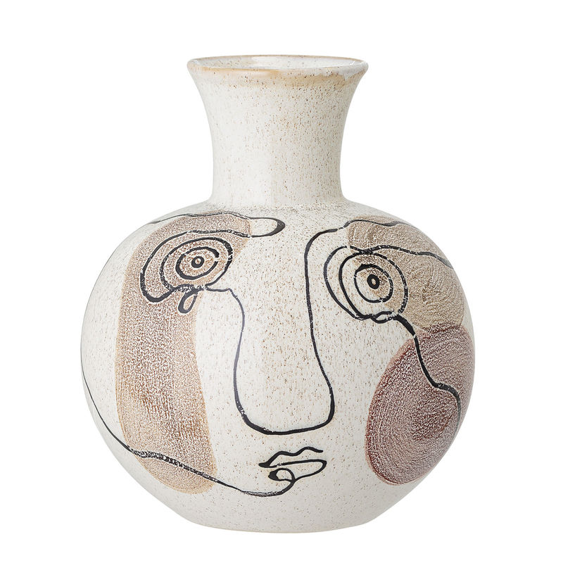 Decoration - Vases -  Vase ceramic white / Hand-painted ceramic - Bloomingville - White - Ceramic
