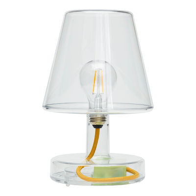 Lighting - Table Lamps - Transloetje Soap Wireless lamp - / LED - Ø 16 x H 25 cm by Fatboy - Transparent / Yellow cable - Polycarbonate