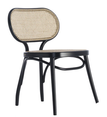 Mobilier - Chaises, fauteuils de salle à manger - Chaise Bodystuhl  / Bois & cannage - Wiener GTV Design - Noir / Paille naturelle - Hêtre massif cintré, Paille