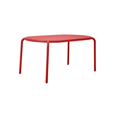 Outdoor - Garden Tables - Toní Tavolo Oval table - / 160 x 90 cm - Parasol hole + removable candle holder by Fatboy - Industrial red - Powder-coated aluminium