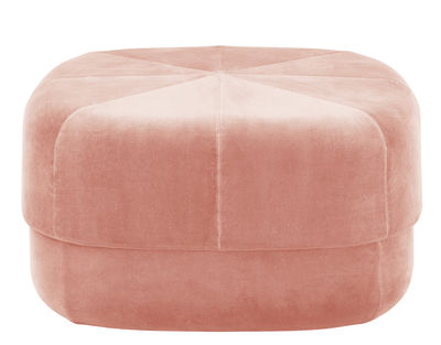 Furniture - Poufs & Floor Cushions - Circus Large Pouf - Coffee table - Large - 65 x 65 cm by Normann Copenhagen - Blush pink velour - Cotton, Velvet