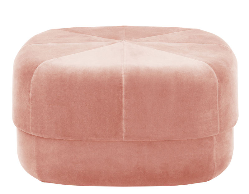 Furniture - Poufs & Floor Cushions - Circus Large Pouf textile pink Coffee table - Large - 65 x 65 cm - Normann Copenhagen - Blush pink velour - Cotton, Velvet