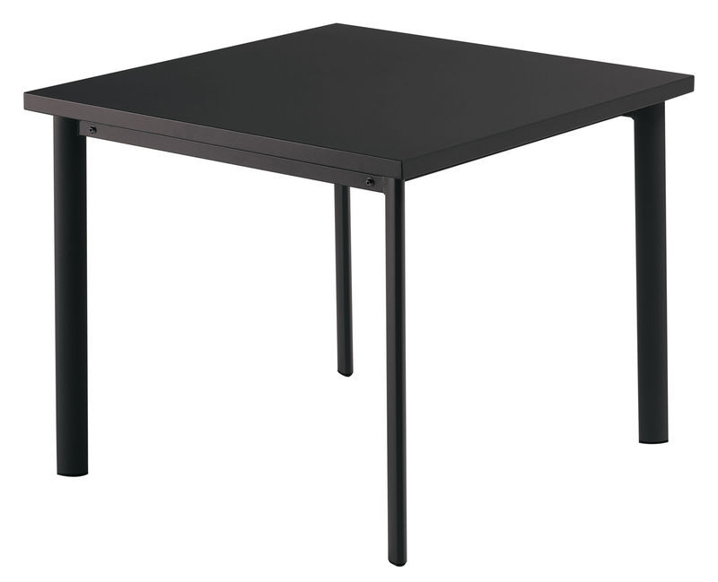 Outdoor - Garden Tables - Star Square table metal black Square - 90 x 90 cm - Emu - Matt black - Galvanized sheet, Stainless steel, Varnished steel