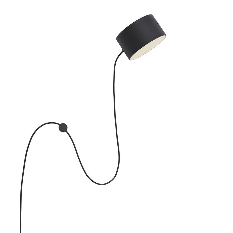 Leuchten - Wandleuchten - Wandleuchte mit Stromkabel Post metall schwarz / LED - Drehbarer Magnet-Spot - Muuto - Wandleuchte - lackierter Stahl