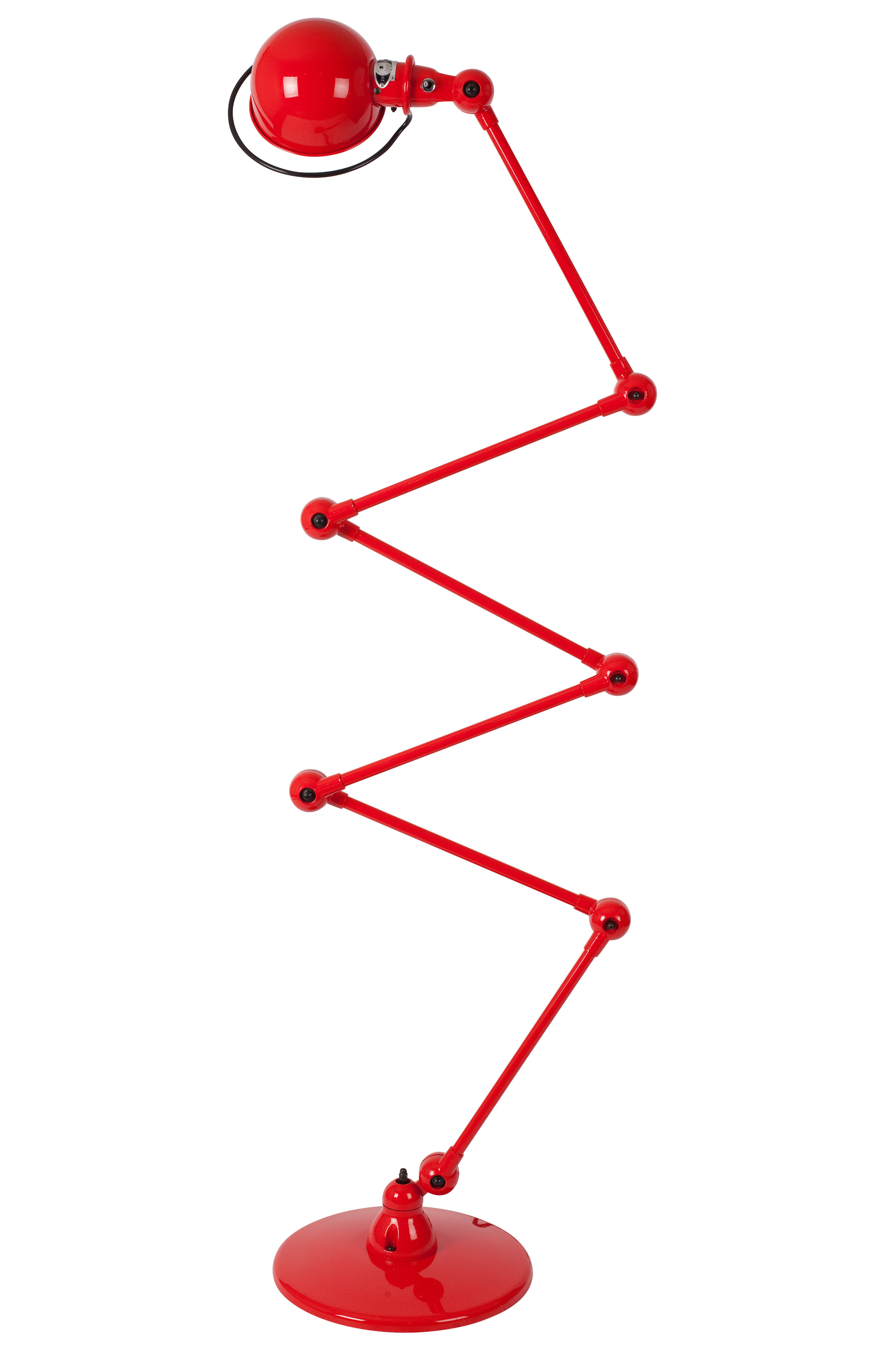 Lampadaire Loft Zigzag / 6 bras - H max 240 cm - Jieldé rouge en métal