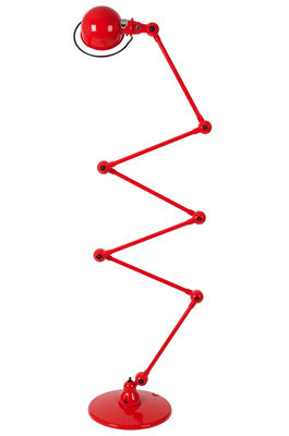 Leuchten - Stehleuchten - Loft Zigzag Stehleuchte / mit 6 Gelenkarmen - H max. 240 cm - Jieldé - Rot-glänzend - rostfreier Stahl