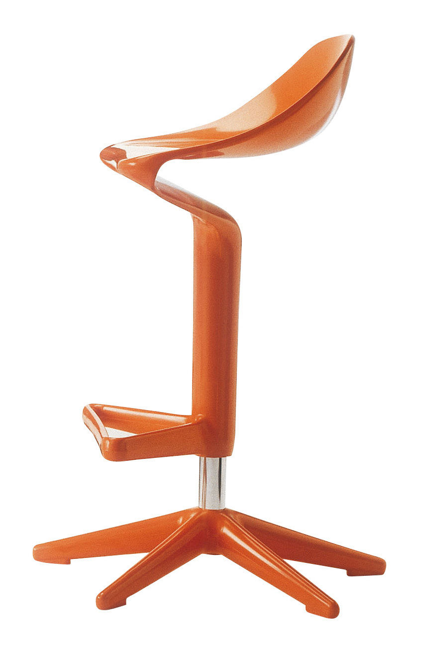 Tabouret haut réglable Spoon / Pivotant - Plastique - Kartell orange en matière plastique