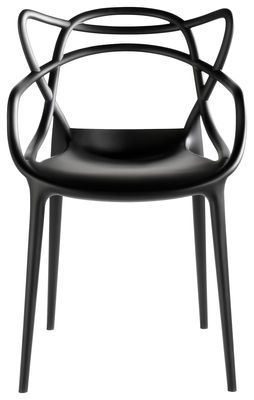 Mobilier - Chaises, fauteuils de salle à manger - Fauteuil empilable Masters / Plastique - Kartell - Noir - Technopolymère thermoplastique recyclé