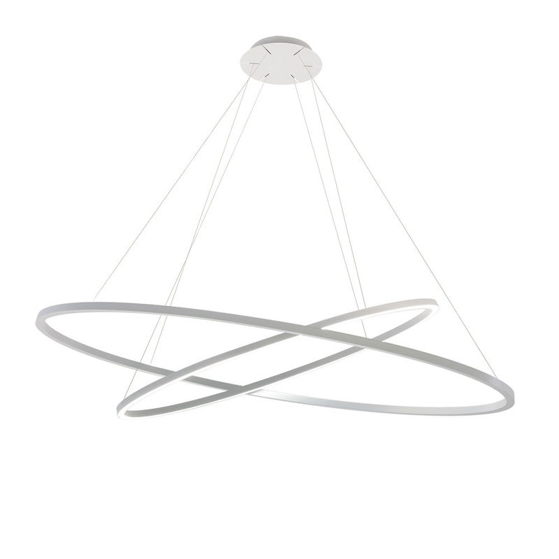 Lighting - Pendant Lighting - Ellisse Double LED Pendant metal white / Ø 135 cm - Nemo - White - Extruded aluminium