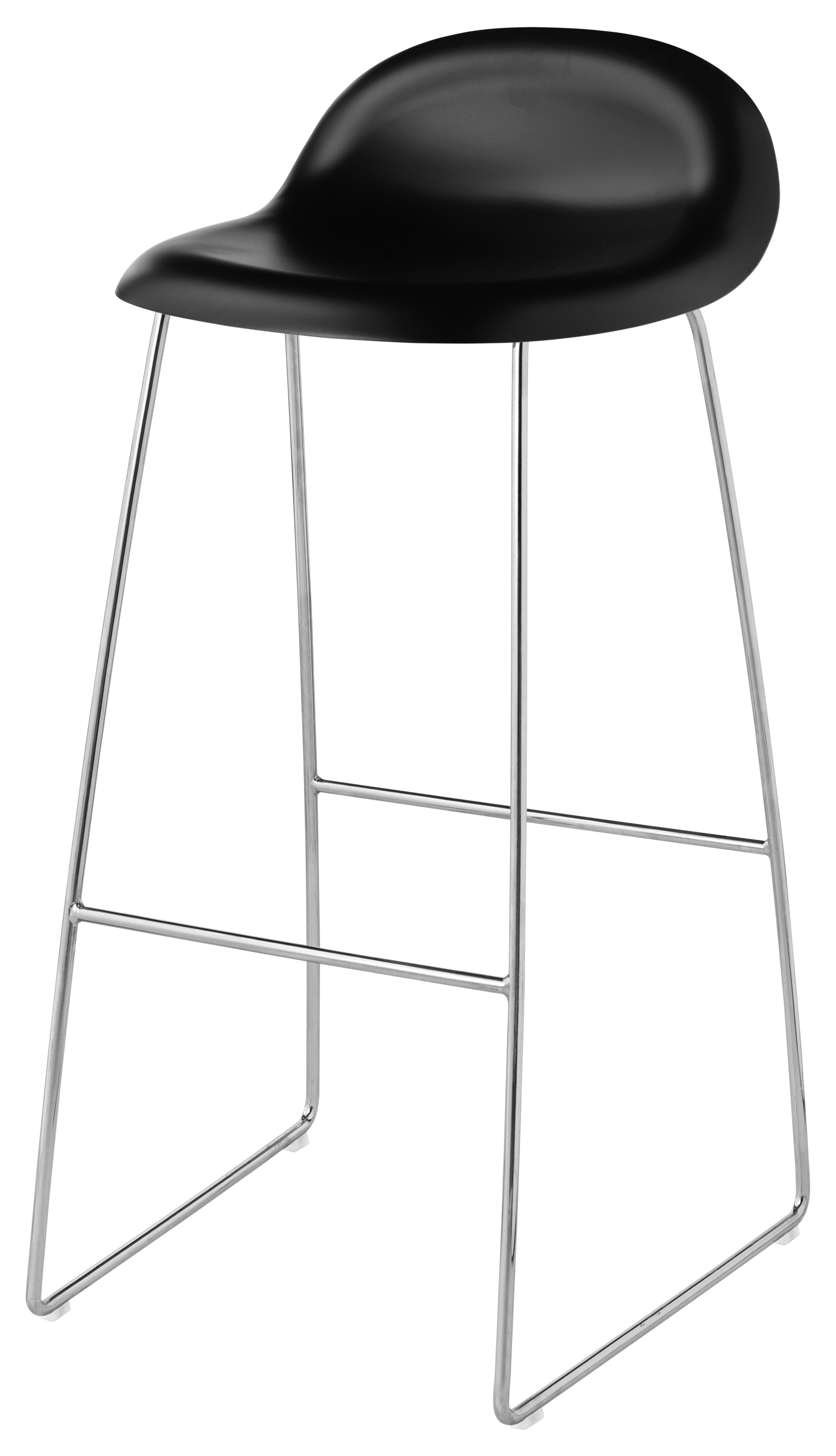 Gubi 3 Bar stool H 75 cm Plastic shell Black Chrome legs by Gubi