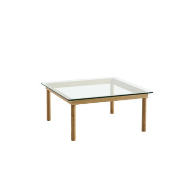 Furniture - Coffee Tables - Kofi Coffee table - / 80 x 80 cm - Glass & wood by Hay - Oak / Clear glass - Soak glass, Solid oak