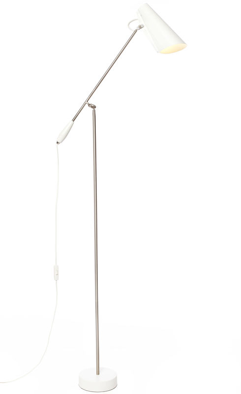 Lighting - Floor lamps - Birdy Floor lamp metal white / H 133 cm - Dahl 1952 - Northern  - White, Brass - Painted aluminium, Steel