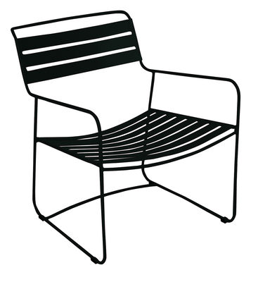 Furniture - Armchairs - Surprising Lounger Low armchair - Armchair by Fermob - Liquorice - Steel