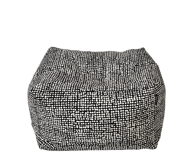 Orkanen Pouf textile black / 55 x 55 cm - Marimekko - Orkanen / Black & white - Expanded polystyrene balls, Thick cotton