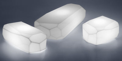 Mobilier - Tables basses - Table basse lumineuse Meteor Light Small / 57 x 50 cm - Serralunga - Blanc / Lumineux - Polyéthylène