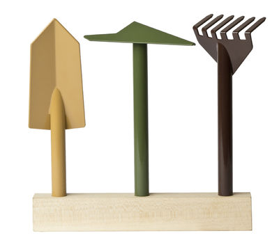 Outdoor - Vasi e Piante - Attrezzo per giardinaggio Orte - / Base in legno di Internoitaliano - Giallo, verde, marrone / Base legno - Legno massello, metallo verniciato