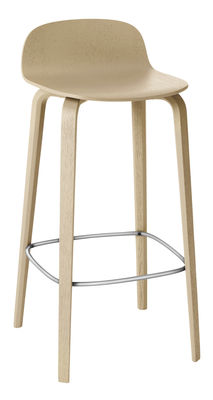 Furniture - Bar Stools - Visu Bar stool - Wood - H 65cm by Muuto - Oak - Oak veneer, Varnished steel
