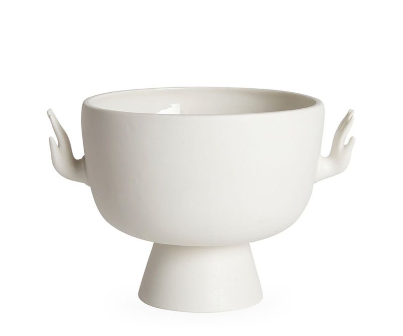 Decoration - Vases - Eve Bowl ceramic white / Handles in the shape of hands - Jonathan Adler - White - China