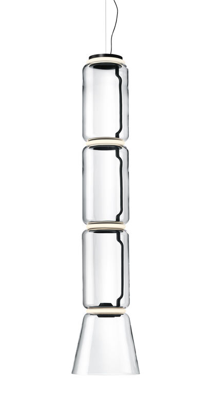 Luminaire - Suspensions - Suspension Noctambule Cône n°3 verre transparent / LED - Ø 36 x H 172 cm - Flos - H 172 cm / Transparent - Acier, Fonte d\'aluminium, Verre soufflé