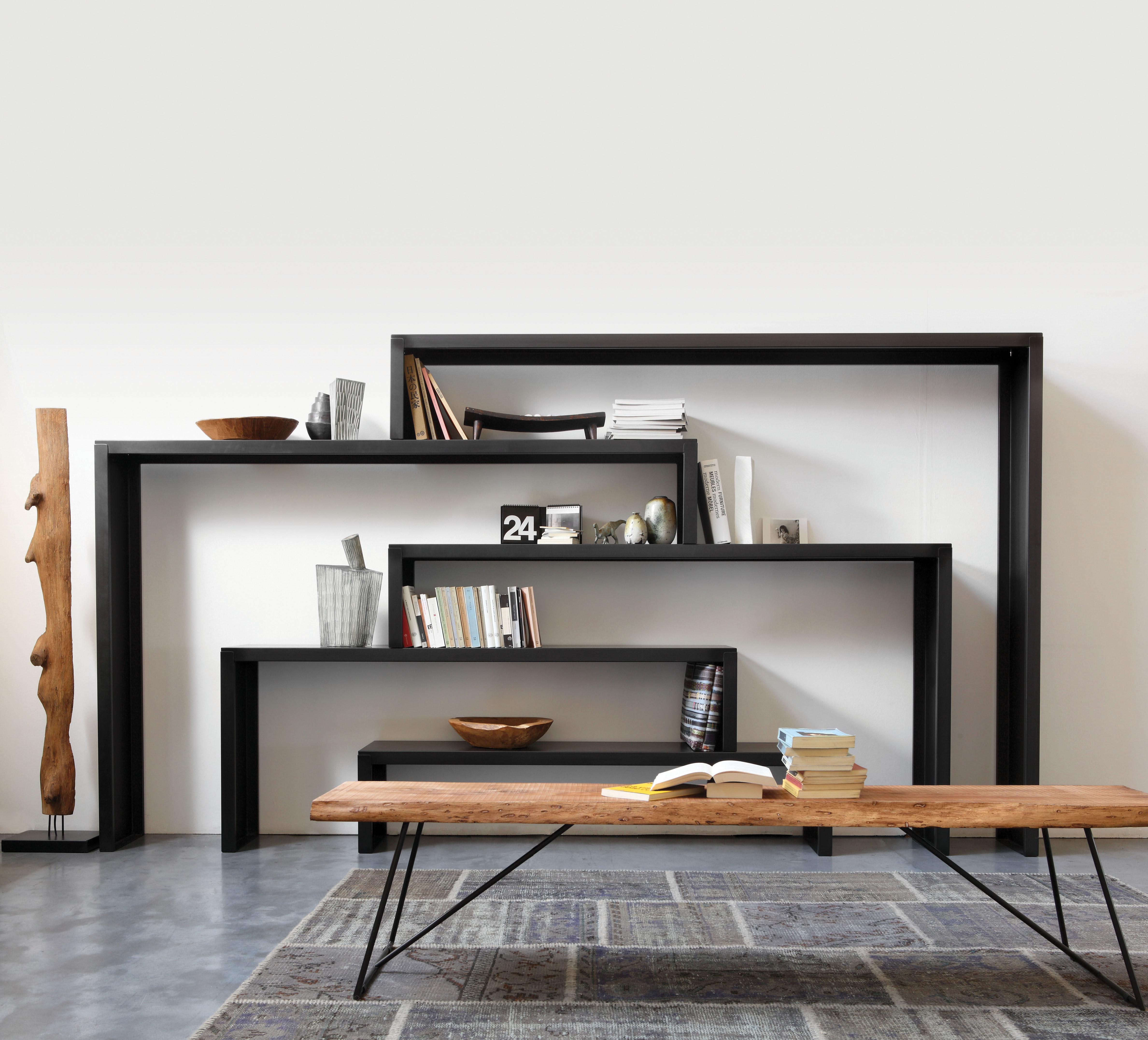 modernes mobel design, old times bench natural wood / black leg by zeus, Design ideen