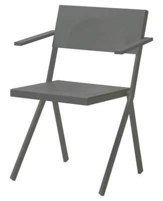 Mobilier - Chaises, fauteuils de salle à manger - Fauteuil empilable Mia / Métal - Emu - Gris - Acier, Aluminium