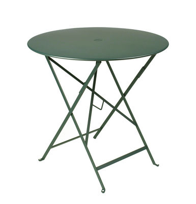 Jardin - Tables de jardin - Table pliante Bistro / Ø 77cm - Trou pour parasol - Fermob - Cédre - Acier laqué