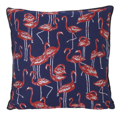 Interni - Cuscini  - Cuscino Salon - Flamingo - / 40 x 40 cm di Ferm Living - Blu & rosso -  Plumes, Mélange di fibre, Velluto