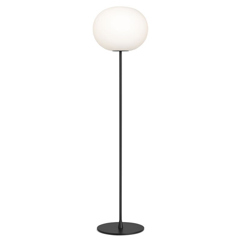 Lighting - Floor lamps - Glo-Ball F3 Floor lamp glass white black / H 185 cm -Mouth-blown glass - Flos - Black - Mouth blown glass, Varnished steel