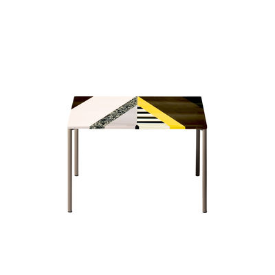 Arredamento - Tavolini  - Tavolino Fishbone - / 68 x 54 x H 45 cm di Moroso - Toni gialli e marroni / Gambe grigie - Acciaio laccato, Metacrilato