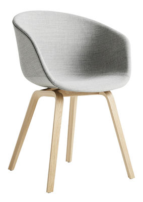 Furniture - Chairs - About a chair AAC23 Padded armchair - / Integral fabric & matt varnished oak by Hay - Light grey (Remix 123) / Matt varnished oak - Foam, Polypropylene, Remix fabric, Varnished matte oak plywood
