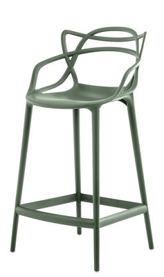 Mobilier - Tabourets de bar - Chaise de bar Masters / H 65 cm - Polypropylène - Kartell - Vert sauge - Technopolymère thermoplastique recyclé