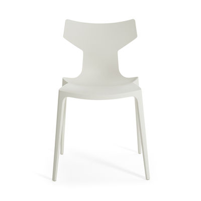 Mobilier - Chaises, fauteuils de salle à manger - Chaise empilable Re-Chair / Matériau recyclé - Kartell - Blanc - Technopolymère thermoplastique recyclé